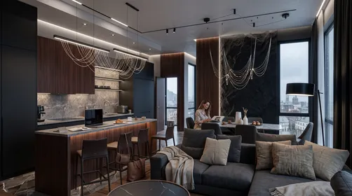 The apartment in dark colors